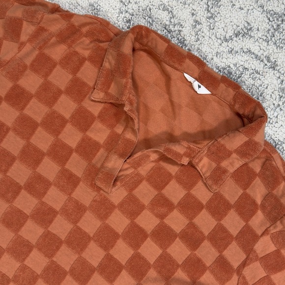 Ascot + Hart Women's Checked Short Sleeve Graphic Dress Brown Size Medium Terry - Picture 1 of 9